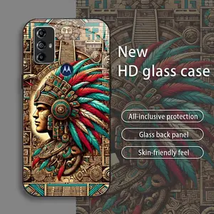 Suitable for [Motorola Moto G Power (2022)] New high-end totem glass mobile phone case New business simple metal paint electroplated glass mobile phone case Affordable price Anti-drop and anti-fingerprint 995