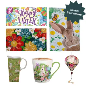 Evergreen Easter Holiday Decor Collection - Celebrate Spring in Style with Festive Home Accessories - Bunny Frolic Cups, Cute Flags, Coir Mats & More