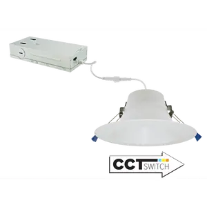 Elco Lighting 6" Deep LED Recessed Downlight, 12W, CCT Selectable, Triac/ELV Dimming, CRI90+, White, ERT695CT5DXW