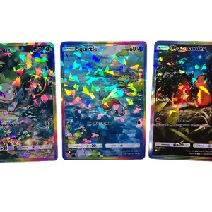 Custom Pokemon Cards Gen 1 Starter Set - Rainbow Star & Rainbow Glass Halo Patterns - 3 Card Bundle (Charmander, Squirtle, Bulbasaur)
