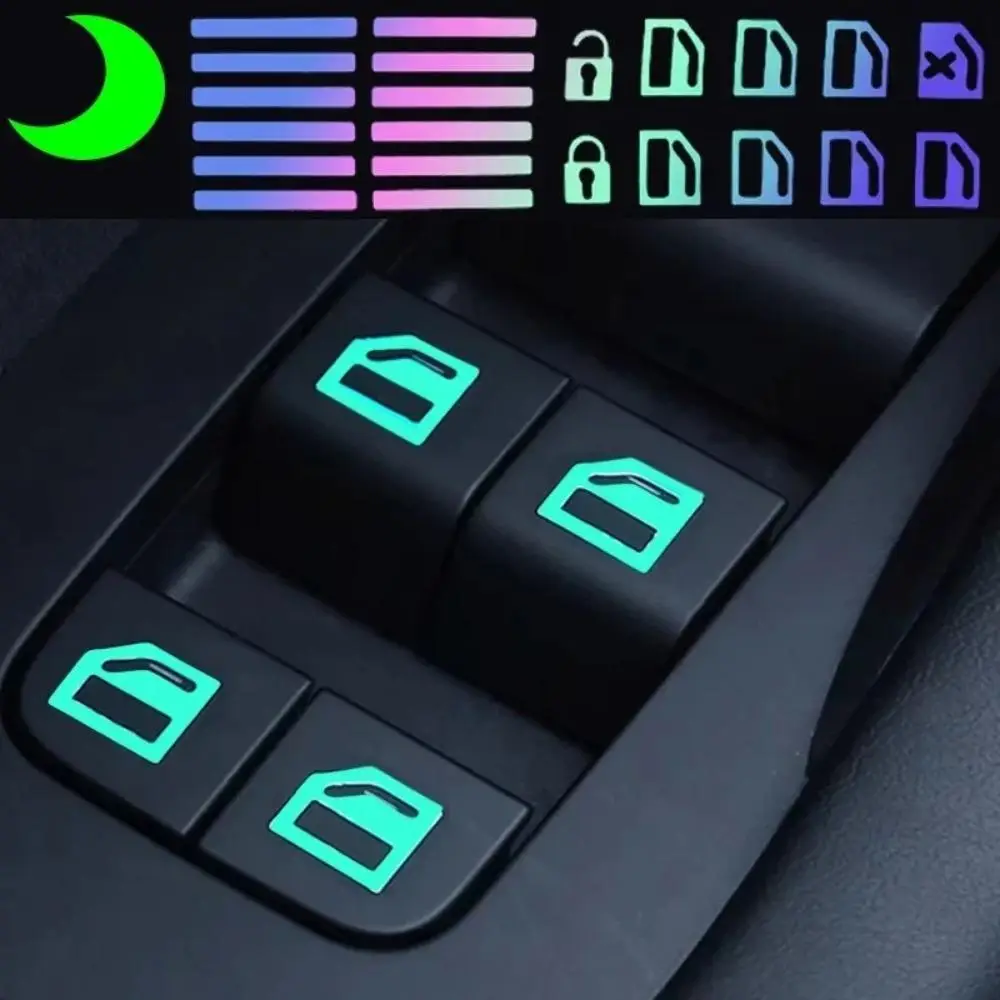 Luminous Car Window Lift Switch Button Decal, Waterproof & Wear-resistant Car Interior Sticker for Car Lift Switch Button, Auto Accessories