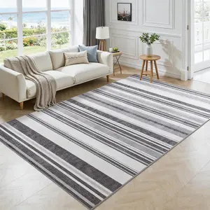 6'x9' Ultra Soft Modern Area Rugs for Living Room,  Abstract Striped Washable Rug, Contemporary Low Pile High Traffic Non Slip Stain Resistant Carpet for Bedroom, Office, Dining Room, Red, Grey, Green, Blue, 4x6, 5x8, 6x9 Feet