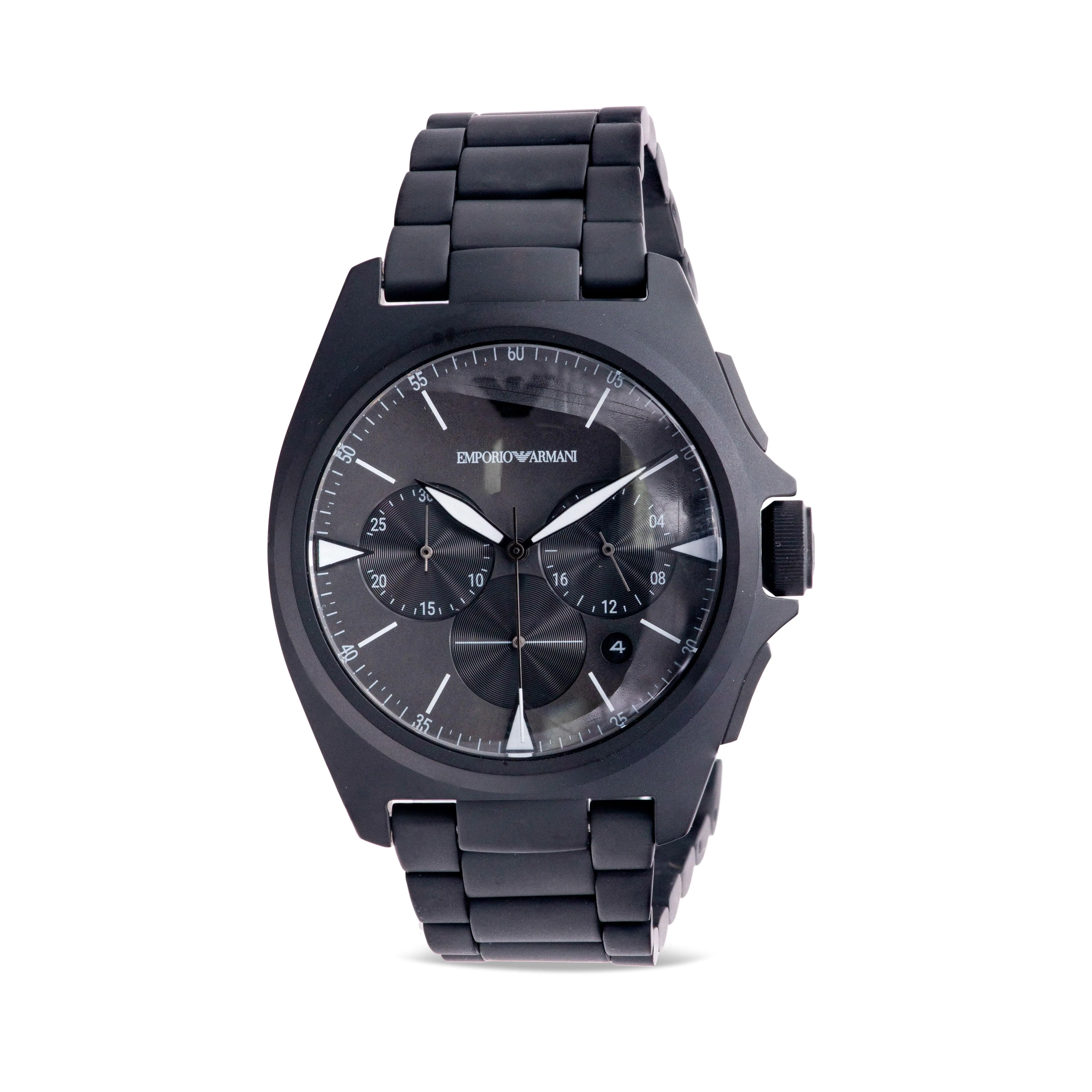 Emporio Armani Round Black Stainless Steel Men's Quartz Watch with Chronograph, Date Function, 30M - 50M Water Resistance, AR11412, Gray