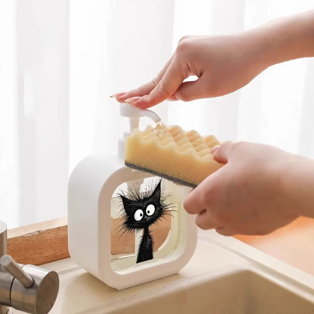 Cute Soap Dispenser, Cartoon Cat Design, and Adorable Face, Moisturizing Hand Soap Pump Bottle, Perfect for Kitchen Sink and Bathroom Decor