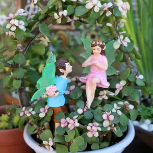 2pcs Fairy Flower Fairies Garden Elves Decor, Fantasy Romance Plant Corner Ornament, Perfect for Potted Plants and Outdoor Gardens