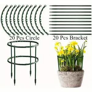 20 heavy-duty plant support bars with connecting rings, garden climbing plant cage for indoor/outdoor tomatoes, peonies, hydrangeas, monstra vines, easy to assemble, space-saving plant organizer, ideal gift for gardeners, Garden Supplies