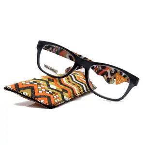 Monet, (Premium) Reading Glasses High End Readers +1 .. +3 Magnifying, (Black) (Orange) Chevron Square. Optical Frame. NY Fifth Avenue. Unisex Lightweight
