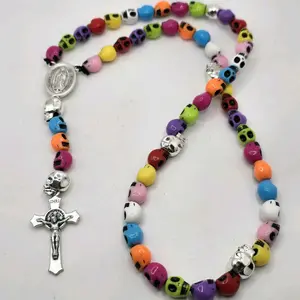 All Souls Day Stretchy Rosary Bracelet w/Our Lady of Guadalupe Pendant