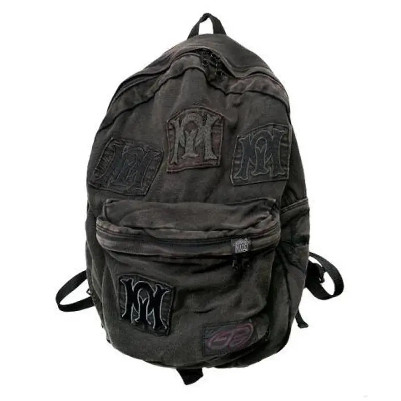 Unisex Black Denim Backpack Y2k School Bag Large Capacity Women Fashion Design Backpacks Grunge Book Bags for Highschool Student