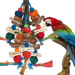 Bird Toys Natural Corn Cob & Nut Sturdy Chewing Fun for Parakeets Cockatiels Conures Lovebirds African Gray Cockatoos Small Medium Parrots