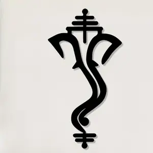1 piece of large metal wall art - Indian elephant god Ganesha simple iron statue mural, black and white spiritual decoration, suitable for home, wedding, Diwali, Christmas, temple worship indoor use of Indian cultural home decoration