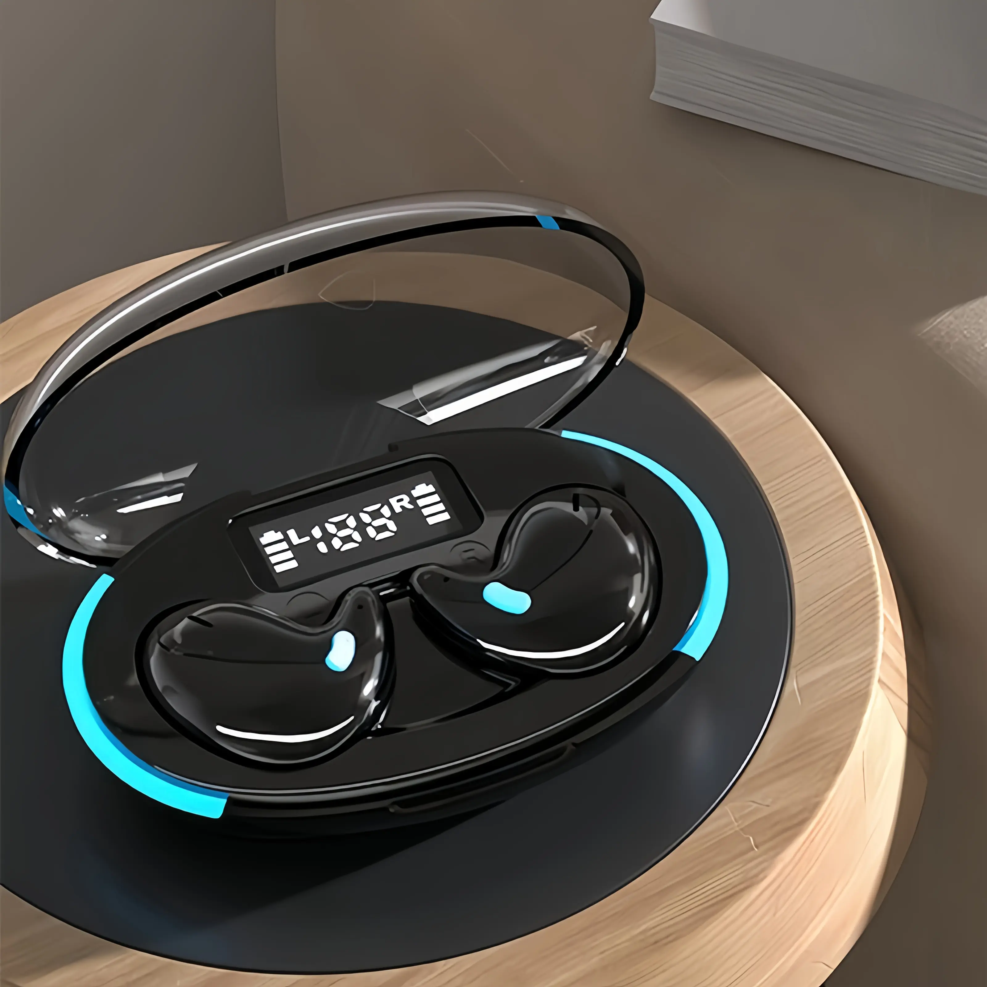 TWS Smart Wireless Headphones - Mini Invisible In-Ear Earbuds, Ultra-Thin Noise Cancellation, Lightweight, Smart Digital Display, Waterproof, Hands-Free Audio, Tablet & Smartphone-Connected Wireless Headset for Side Sleepers, Smart Wireless Headset