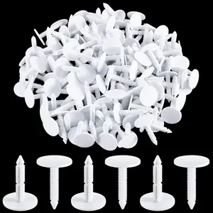 Taiyin 1 3/8 '' Christmas Tree Vapor Barrier Fasteners for Crawlspace Poly Liners Encapsulations Covers White Push Plastic Foam Board Fasteners(300 Pcs)
