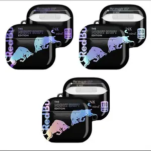 Black Holographic Bull AirPods Case – Gradient Neon Animal Design, Fits AirPods Pro 1/2/3 & AirPods 1/2/3/4, Edgy Aesthetic Design, Perfect Gift for Night Shift Lovers