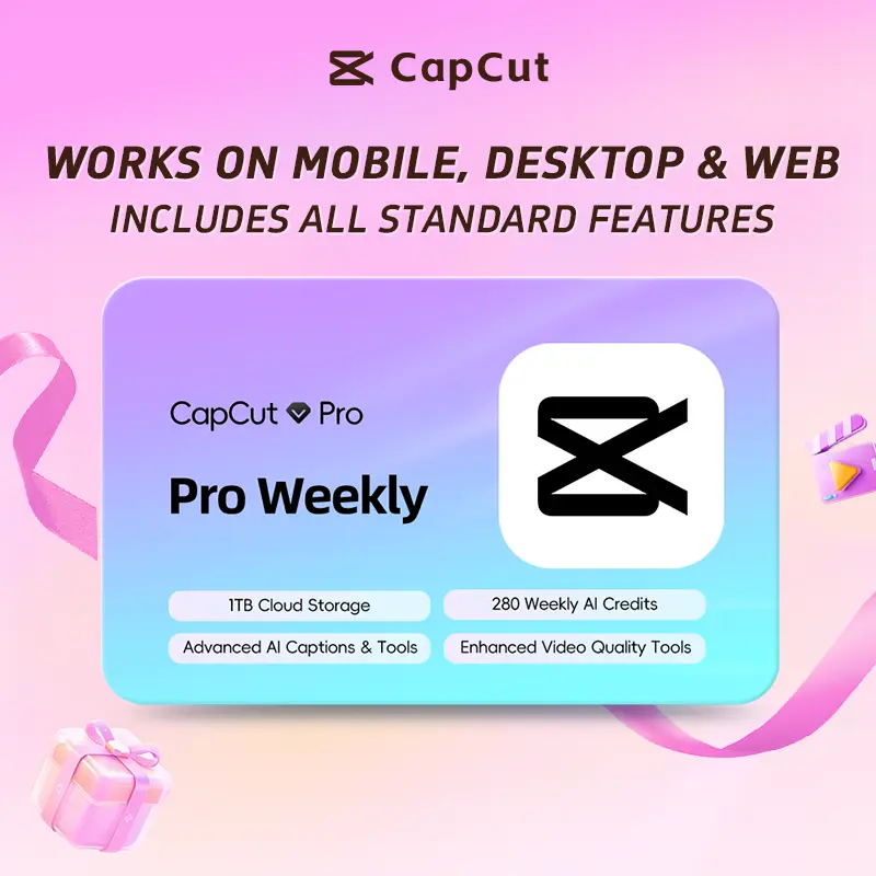CapCut Pro Weekly Plan  Premium Video Editing Membership for Mobile, Desktop & Web