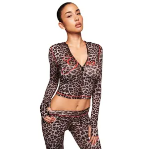 i.m.g.i.a Blare Hoodie Dark Leopard Color | Women’s Soft Fabric Elastic Waist with Logo Detail