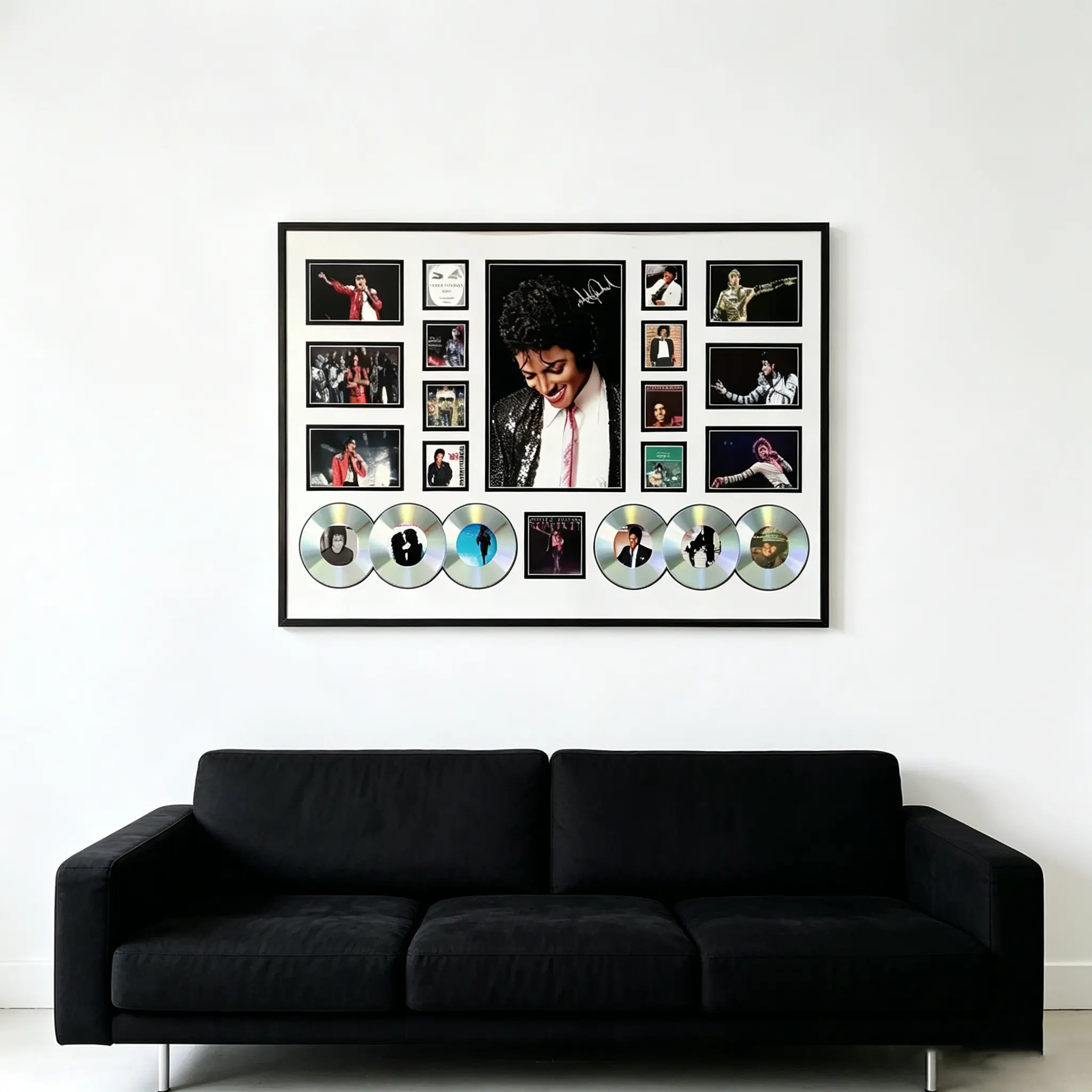 Michael Jackson Signed Memorabilia Collage Poster - King of Pop Platinum Record MJ Tribute Print, Limited Edition Music Icon Collectibles, Premium Home Decor Wall Art Gift for Fans