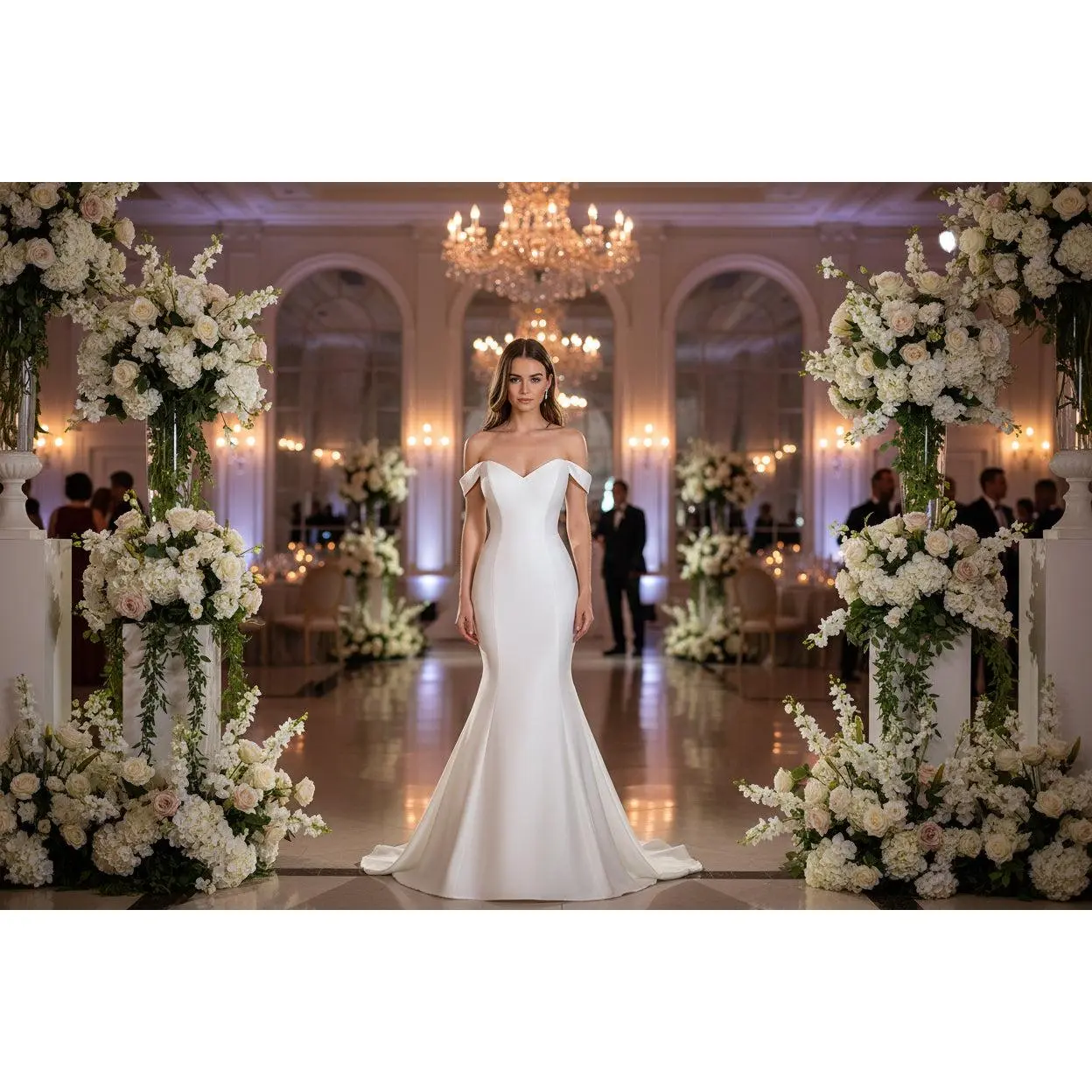Soft Satin Wedding Dress V-neck Sexy Fishtail