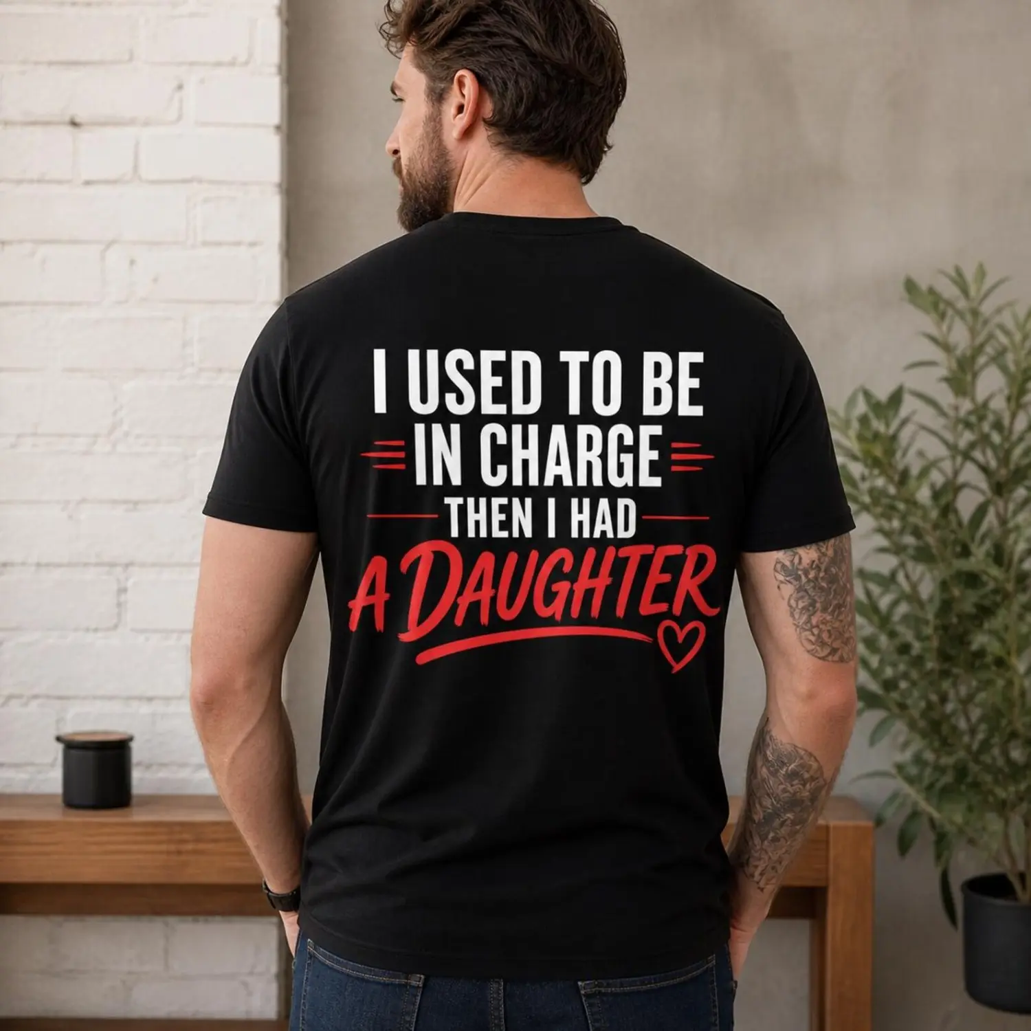 Men's Short-Sleeve Sports T-Shirt - Funny Sarcastic Girl Dad Top with "I Used To Be In Charge Then I Had A Daughter" Print, Father's Day Gift from Daughter