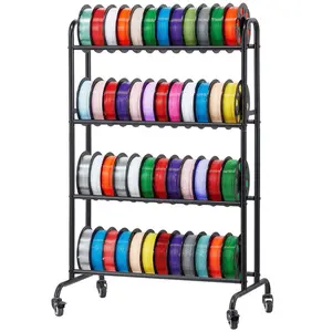 VEVOR 3D Printer Filament Storage Rack, 3 Tier Heavy Duty Storage Shelf, Rolling Filament Spool Holders Racks with Wheels, Filaments Organzied for 3D Printing Station, Office, Workshop (Shelf Only)
