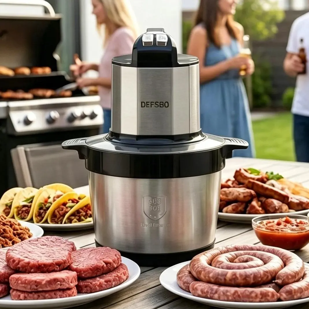 DEFSBO Extra Large Electric Food Chopper, 6L Family Size Kitchen Processor, 3-Speed Stainless Steel Meat Grinder with 4-Blades, Dishwasher Safe for BBQ Parties, Meal Prep, Nuts