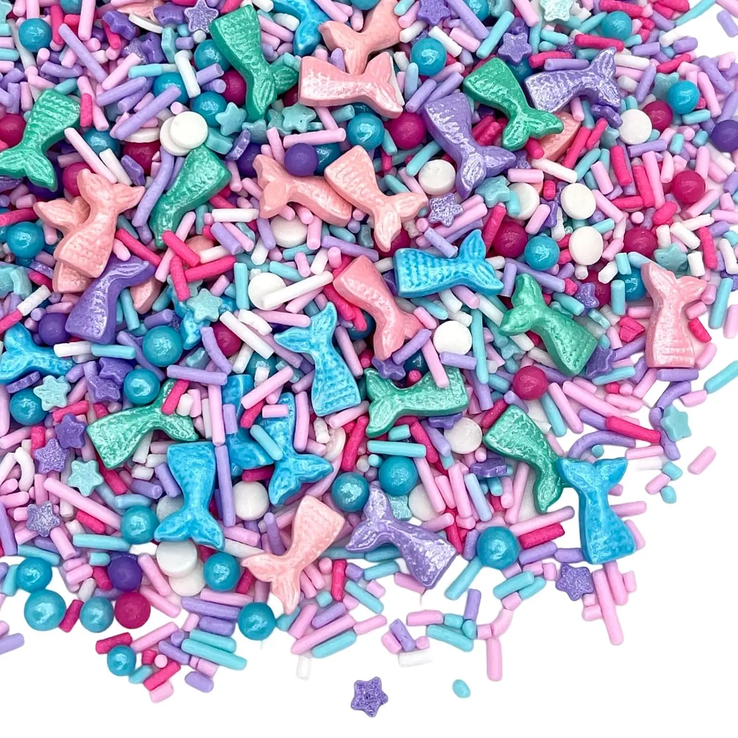 Sprinkles- Edible Cake and Cupcake Sprinkles with Assorted Shapes and Sizes for Parties, Metallic Sprinkle Mix for Cookies, Ice Cream, Cake and Cupcake Decorating, 4 oz (Mermaid)