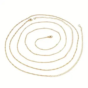 Set of 2 Vintage Golden Waist Chain Belly Chains Adjustable Summer Beach Vacation Body Jewelry for Women Motif Accessory