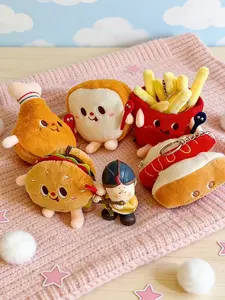 Creative French Fries Burger Keychain, Backpack Hanging Decoration, Keychain For Bags, Couple Plush Ornament, Cute Car Key Ring Toy for Girls, Keychain Kawaii