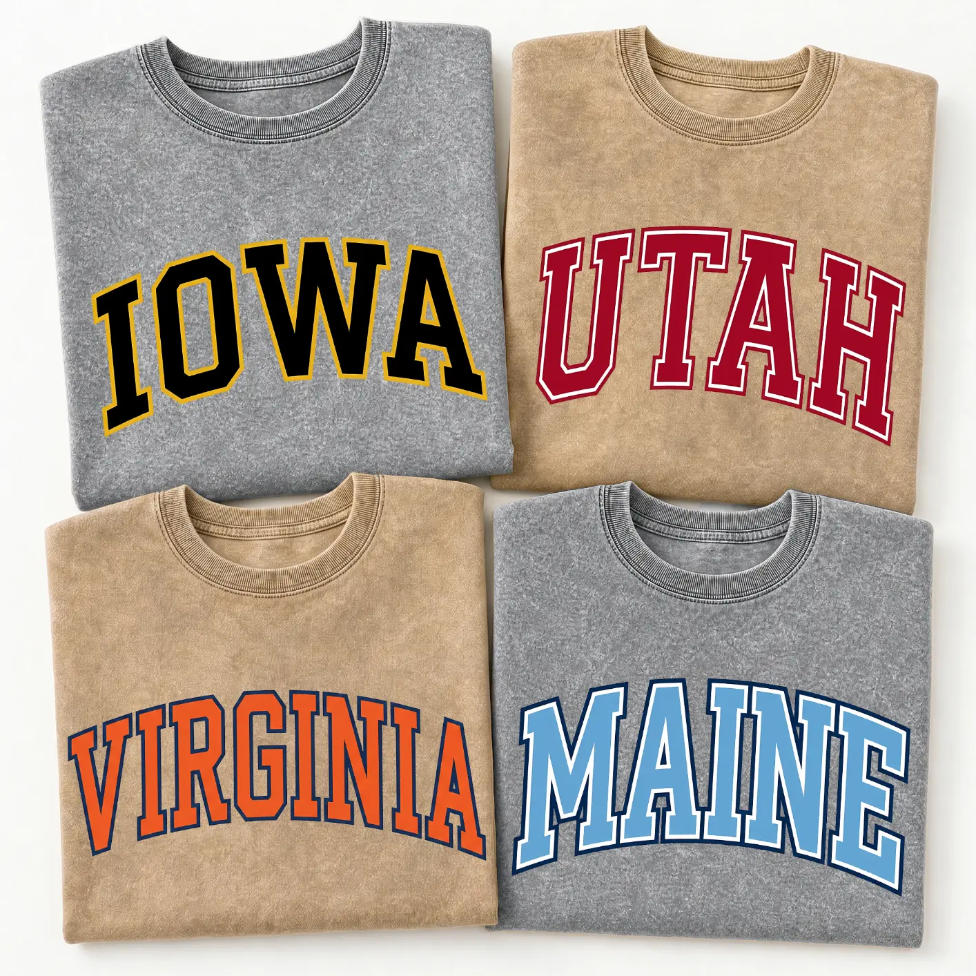 Collegiate State Name Varsity Tee Vintage Sports Serif Font Hometown Pride Heavy Cotton Retro Athletic Graphic Unisex Soft Tee