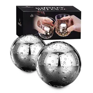 Balls Reusable Stainless Steel Metal Ice Sphere Cubes Beverage Chilling Rocks Stones For Red Wine  Bar Beer Drinks
