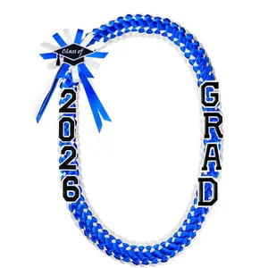 Graduation Lei 2026, Blue and White Lei for Class of 2026 Graduation Ceremony Accessory Decoration,47.2" Long