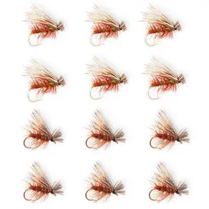 Floating Feather Supply Elk Hair Caddis Fly 12 Pack – Brown & Olive Trout Dry Size 14-18