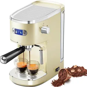 20 Bar Espresso Machine, Professional Coffee Maker with Milk Frother, LCD Display, 45oz Removable Tank,Semi Automatic Espresso Machine with Steam Wand, NTC Temperature Control, Dual Portafilter for Ground & Capsule Coffee, Home Office Use