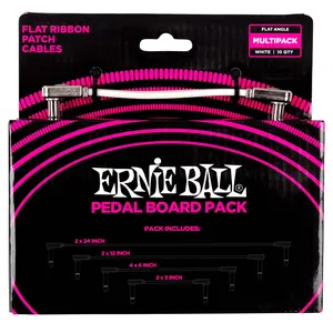 Ernie Ball Flat Ribbon Patch Cables Pedalboard Multi-Pack - White