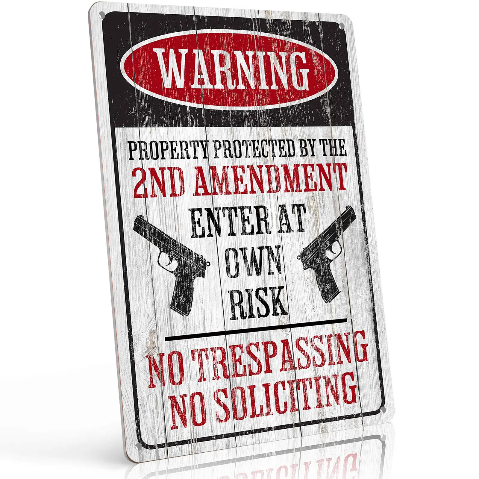 Property Protected By The 2nd Amendment 8x12 Inch Aluminum Metal Sign - Warning No Trespassing Wall Decor for Home, Garage, Gun Room - Patriotic Tin Sign Gift for Gun Owners