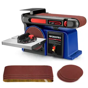 #SpringGlowUp WORKPRO Belt Disc Sander, 4 in. x 36 in. Belt & 6 in. Disc Sander with 6pcs Sandpapers, Cast Iron Base for Sanding Woodworking, DIY Decoration