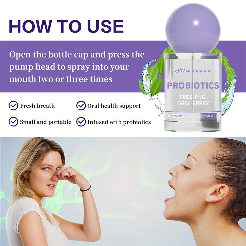 【1/2/3Pack Probiotic Oral Spray】15ml Probiotics Mint Flavors Spray Fresh Breath l Natural Freshness for Daily Oral Care - Sugar-Free Perfect for Freshening Breath Anywhere, Anytime