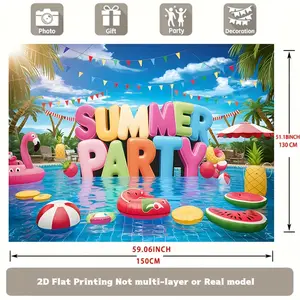 2D flat banners, suitable for summer party decorations, and suitable as photo props. Polyester fiber material background cloth, can be used for home, room and wall decoration, as well as party backgrounds and supplies. dyz