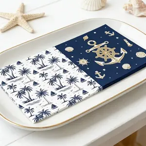 20 pieces of blue navy-style nautical-themed tablecloths, featuring nautical pattern designs. Suitable for birthday parties, nautical-themed gatherings, retirement parties, wedding season, graduation season, and as decorative tablecloths.