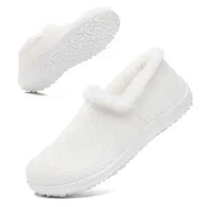 Stylish & Comfy Women's Minimalist Barefoot Winter Cotton Flats Zero Drop Anti-Slip Sole Lightweight All-Season Slip-On Casual Sneakers Ultra-Lightweight Breathable Knitted Materials