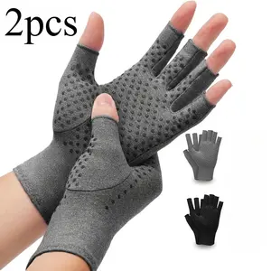 Unisex Compression Gloves Set, Breathable Knit Polyester Fabric, Ideal for Typing & Daily Use, Fingerless Design for Comfort