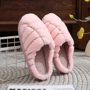 Women's Cute Fluffy Plush Slippers, Casual Soft Comfortable Home Slippers, Warm Slippers for Indoor & Outdoor  Fluffy Anti-Slip Cotton Slippers