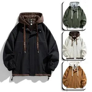 Men's Windproof Insulated Hooded Jacket clothing windbreaker fit solid color hoodie men long-sleeve outdoor coat New hooded men's casual outdoor sports trendy brand spring and autumn jacket loose fitting clothes athleisure men
