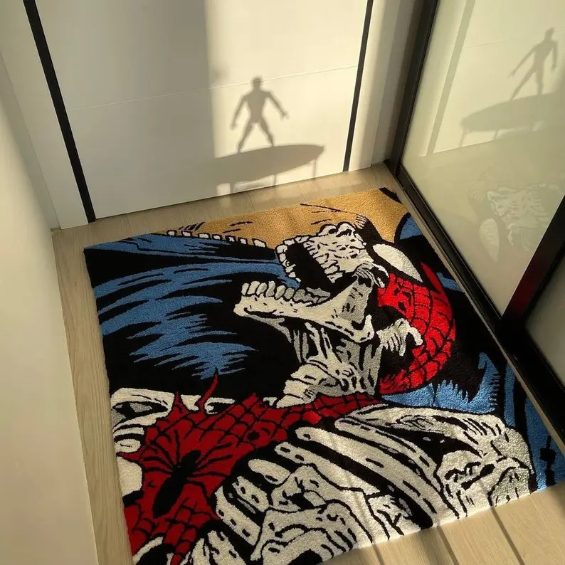 Spider Skeleton Rug Handmade Tufted Artwork with High Detailing - Perfect Decor and Gift for Best Friend Doormat