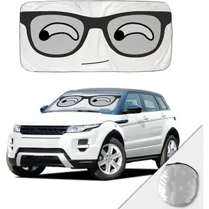 Windshield Sunshade, Cartoon Panda Auto Sun Shade Foldable Sun Visor Protector UV Ray Reflector Shield to Keep  Cool &  Free Protect   & Pets (59 x33.5 Inch) (Eye)