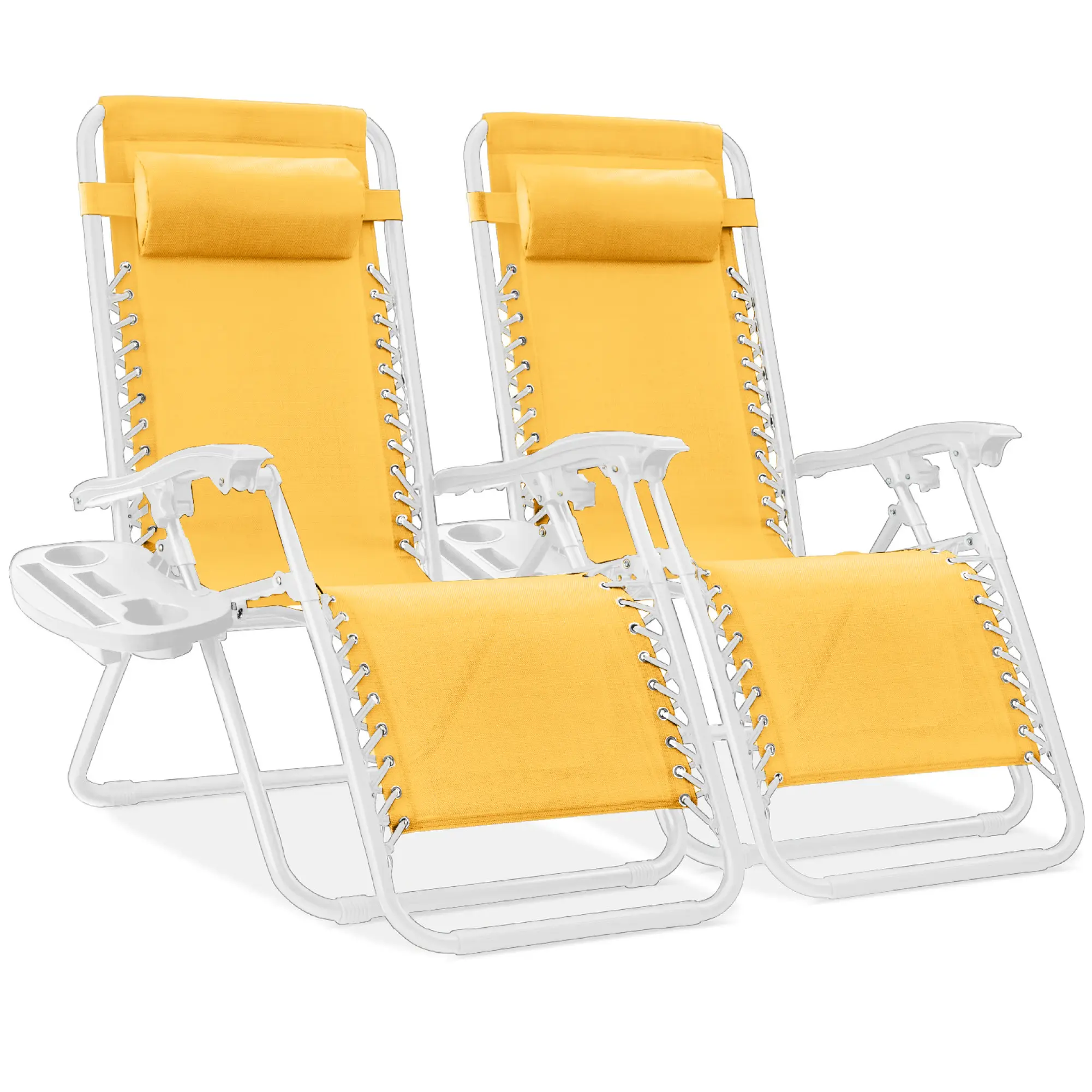 Best Choice Products Set of 2 Zero Gravity Lounge Chair Recliners for Patio, Pool w/ Cup Holder Tray