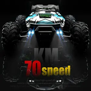 70KM/H High-Speed Off-Road RC Car, Brushless Electric Racing Toy with Adjustable Suspension & LED Lights, Blue Metal Design – Perfect Gift for Adults, Christmas Halloween Thanksgiving