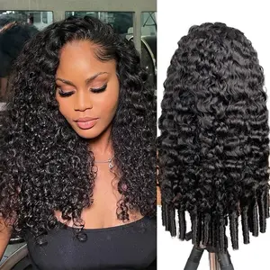 Burmese Curly Half Wig Human Hair for Women Burmese Curly with Spiral Curls End Glueless Wigs 180% Density Flip Over Beginner Friendly Wear Go Drawstring Wig No Glue No Sew Natural Color & Easy Install