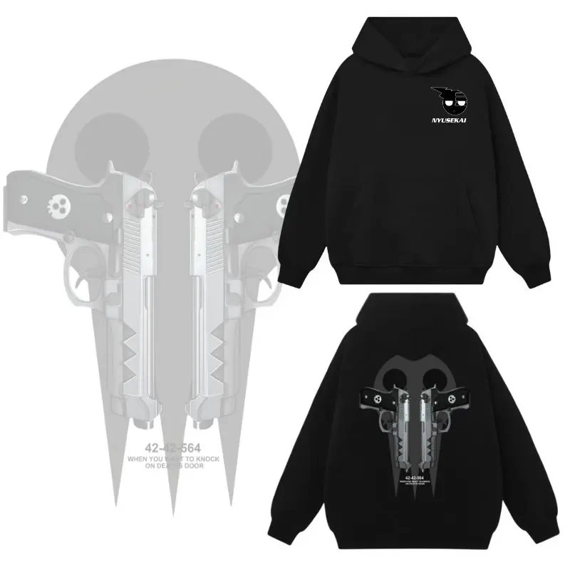 Death the Kid X Demon Twin Guns - Soul Eater 2 Side Hoodie, Sweatshirt, T-Shirt, Blackstar X Chain Scythe - Soul Eater Hoodie Anime Oversize 2024 Classic Menswear