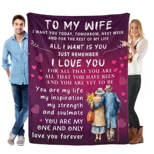 Wife Blanket Gifts for Wife from Husband, Romantic I Love You Wedding for Women, 50"x60" to My Wife Throw Blanket Christmas Valentines Birthday Gifts for Her Women Couple